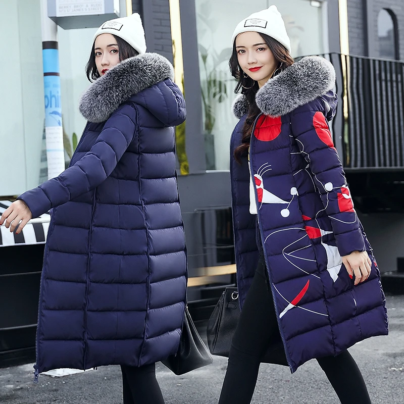 Hiver D'hiver Manteau Green Femmes Col De Slim Femme Fourrure bleu Noir Deux 2019 rouge Vestes Femelle Capuche Parka Porter À Chaud Nouveau gris army Long Sijimz Côté zSMVpU