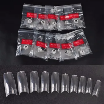 

Wholesale 500pcs Clear Color Acrylic False Nails Half Tips Nail Art French Beauty Tools 10 Different Size