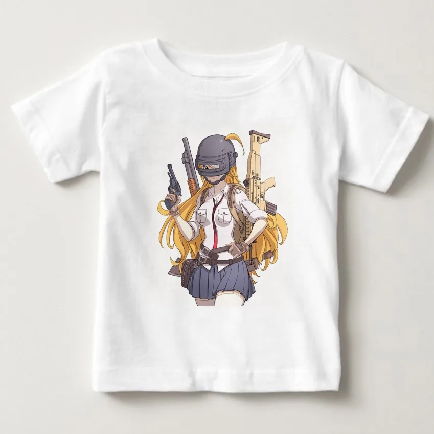 Pubg Playerunknowns Battlegrounds футболки для девочек футболки и топы в стиле кэжуал одежда модные футболки с коротким рукавом YUDIE - Цвет: White childreT-shirt