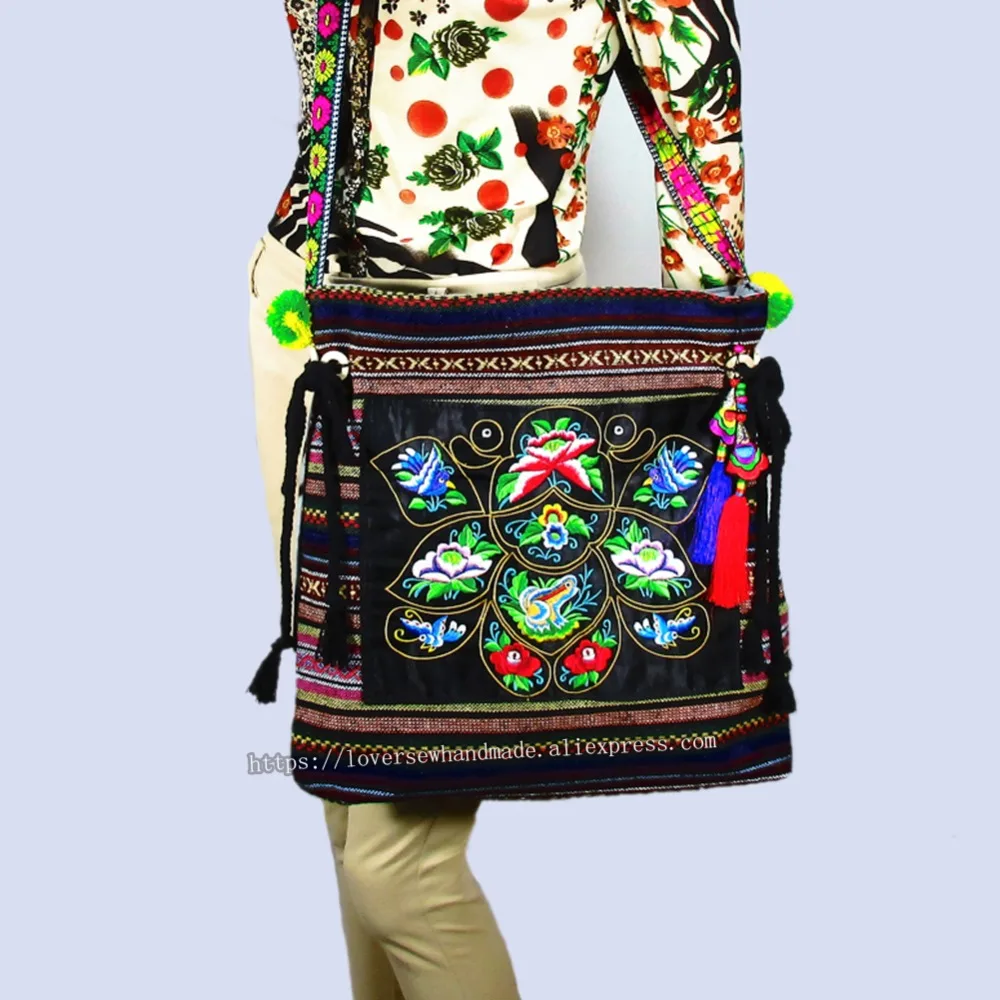 

Free shipping fees Vintage Hmong Tribal Ethnic Thai Indian Boho shoulder bag message bag for women embroidery Tapestry SYS-560