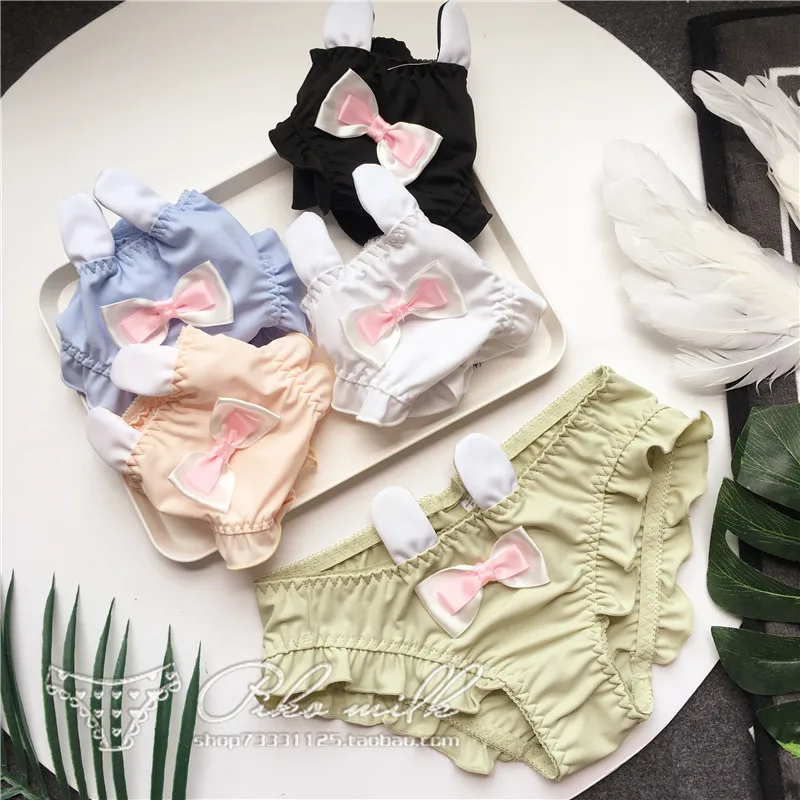 

SP&CITY Cute Rabbit Ears Seamless Underwear Women Ruffle Sexy Panties Girl Sweet Bow Cotton Briefs Soft Cartoon Female Lingerie