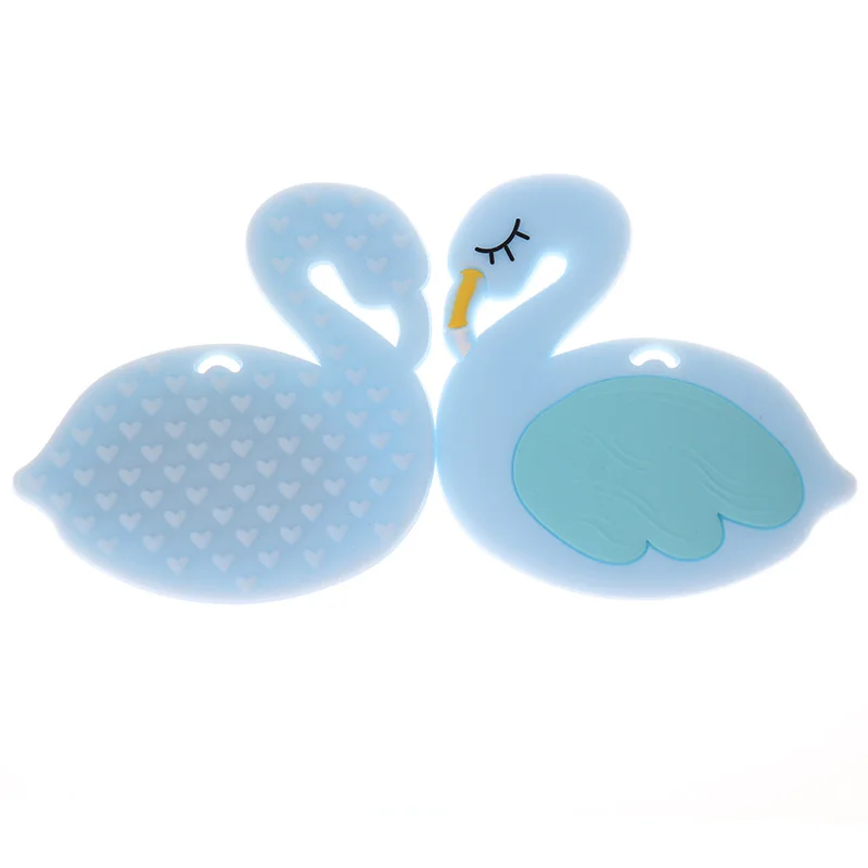 10pc 백조 Teethers 치아 플라밍고 실리콘 Teething 안전 Teether Bpa 무료 동물 씹는 음식 실리콘 Teething  선물
