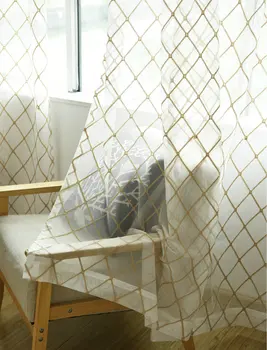 

Romantic Embroidered Geometric Sheer Curtain for Living Room Tulle for Bedroom Kitchen Voile Curtains Window Drapes Treatment