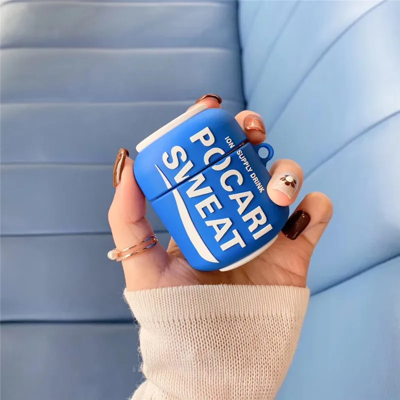 

Fashion POCARI Beverage Bottle For airpods case Cute Silicone Wireless Bluetooth Headset For Airpods 1/2 Soft Case Charging Kit