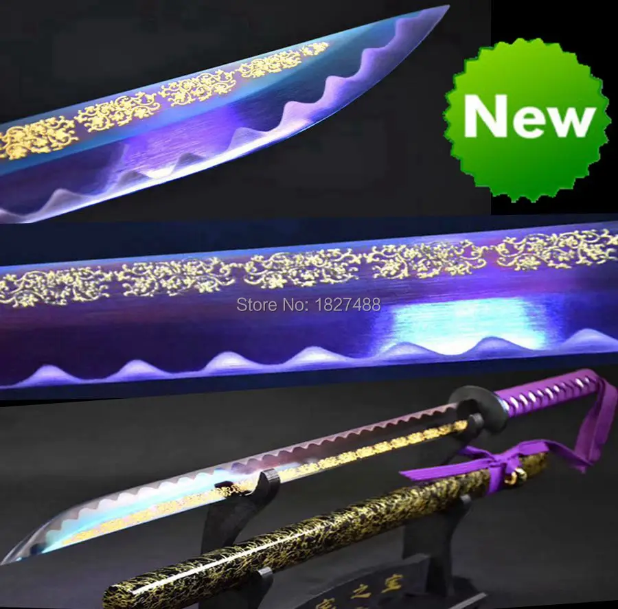 

Battle Ready T1095 Steel Sharp Japanese Samurai Sword Katana Purple Blade Full Tang Handmade Nice Good Gift