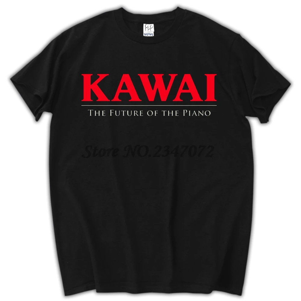 Новая Черная Мужская футболка с логотипом пианино Kawai футболки Хлопковая мужская