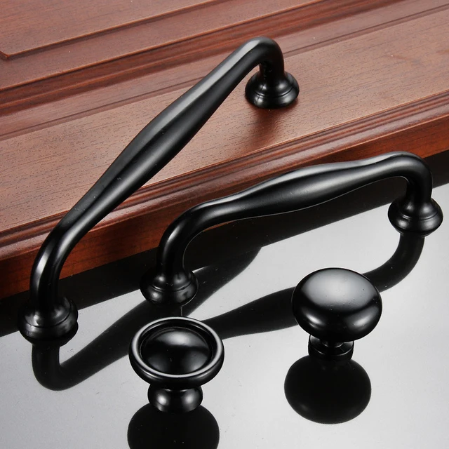 Negro Simple Aleación Manijas Para Puerta de Armario Armario Del