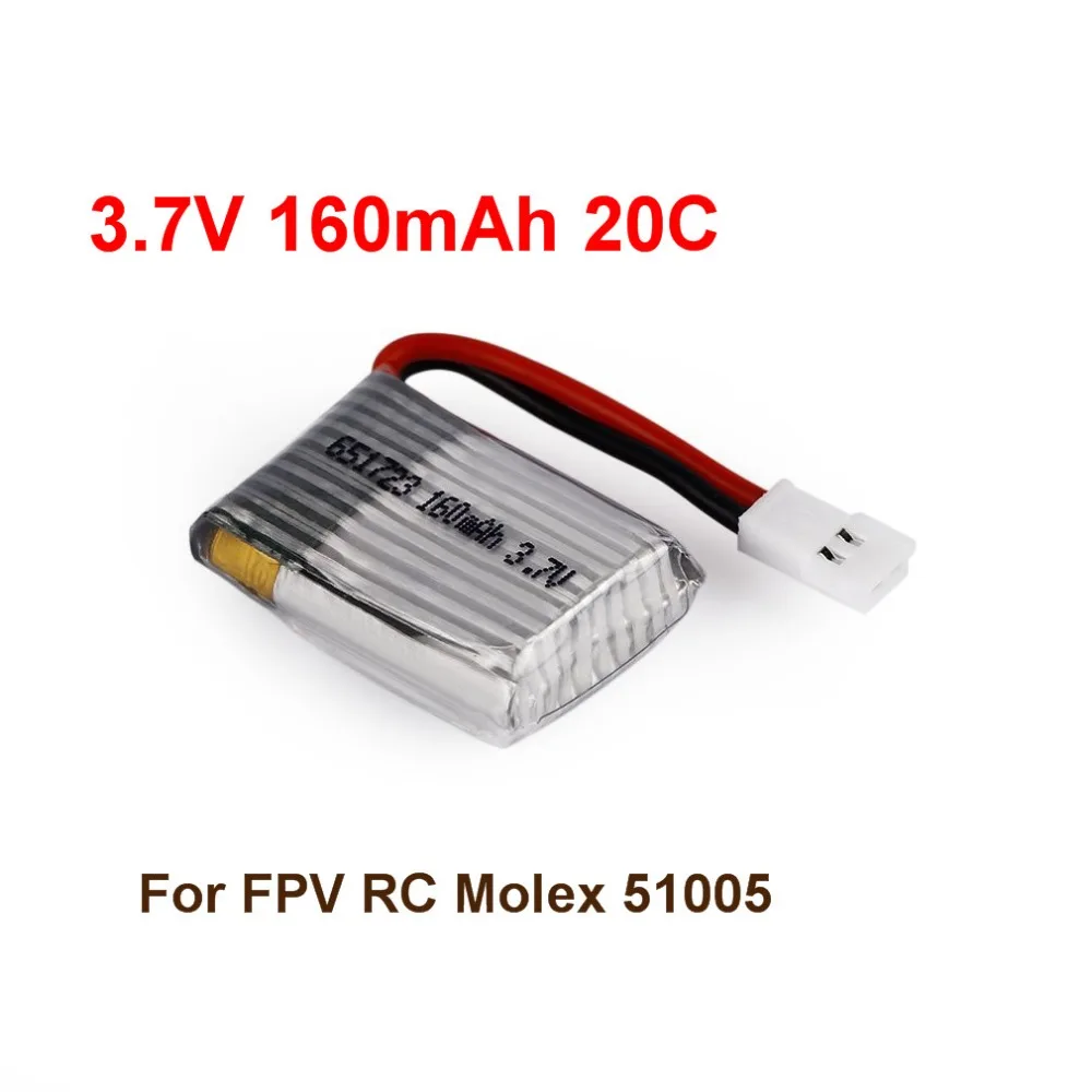 

1 pc 3.7V 160mAh 20C Lipo Battery Model 651723 for FPV RC Molex 51005