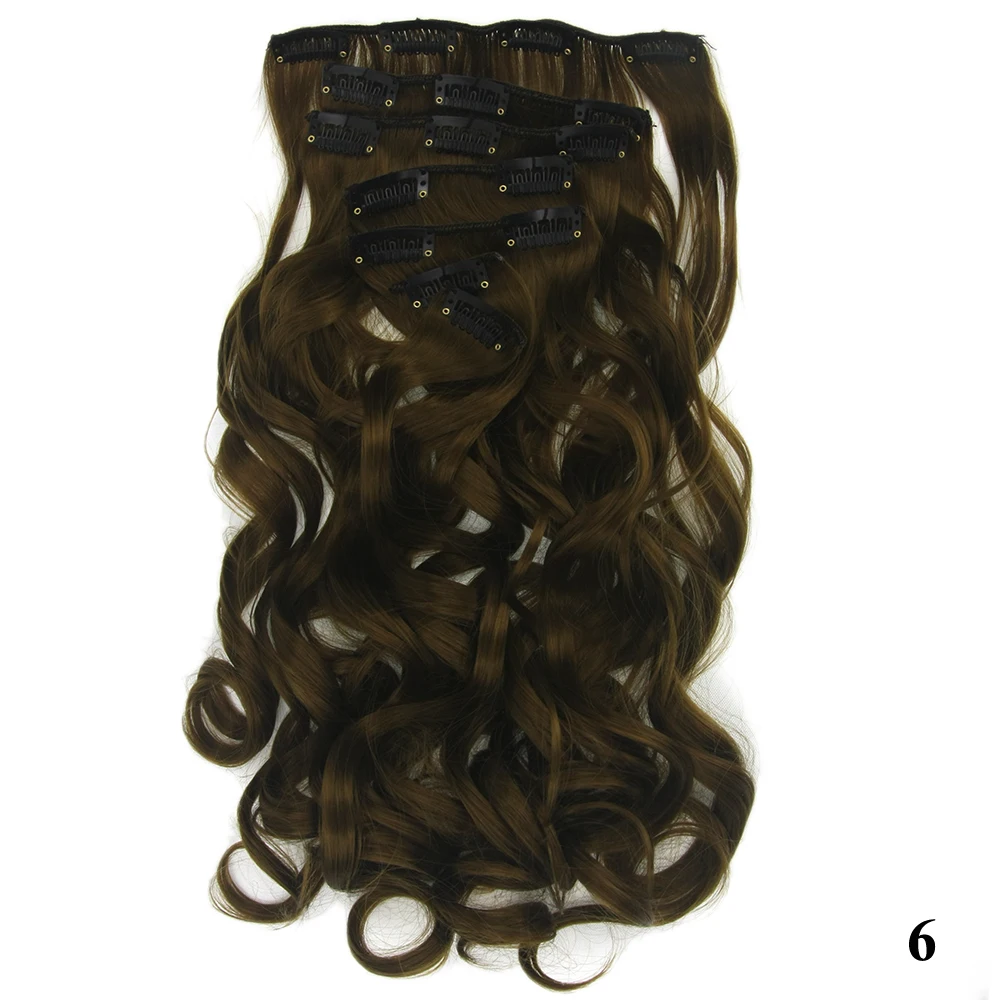 Soowee, длинные волнистые синтетические волосы, термостойкие, черные, розовые, Омбре, волосы на заколках для наращивания, косплей, вечерние волосы, шиньон - Цвет: #6