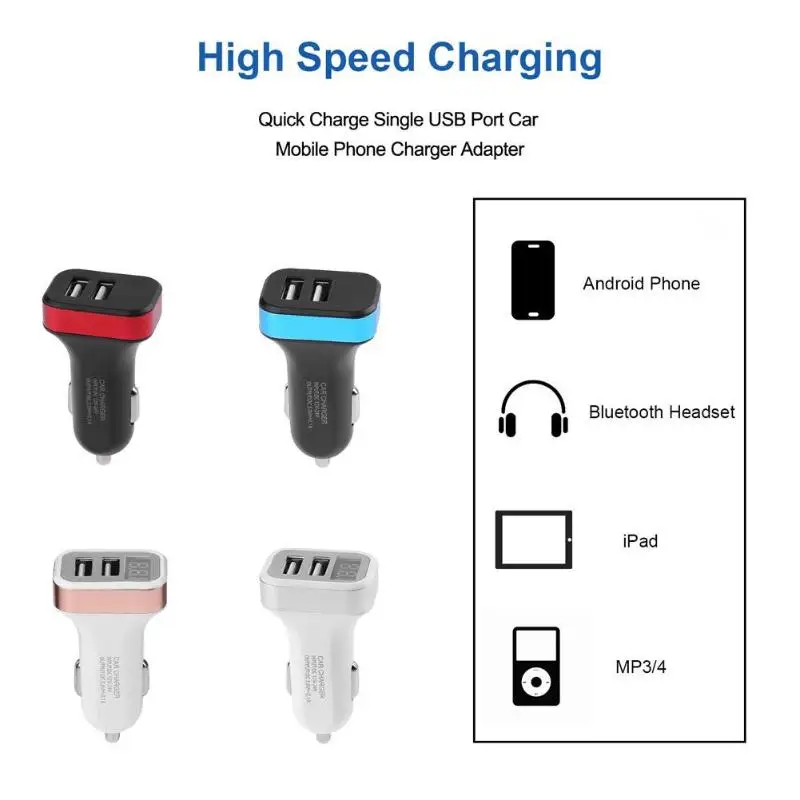 Авто прикуриватель 2.1A двойной Переходник USB для зарядки в машине со светодиодный индикатор напряжения тока детектор для телефона планшета универсальный