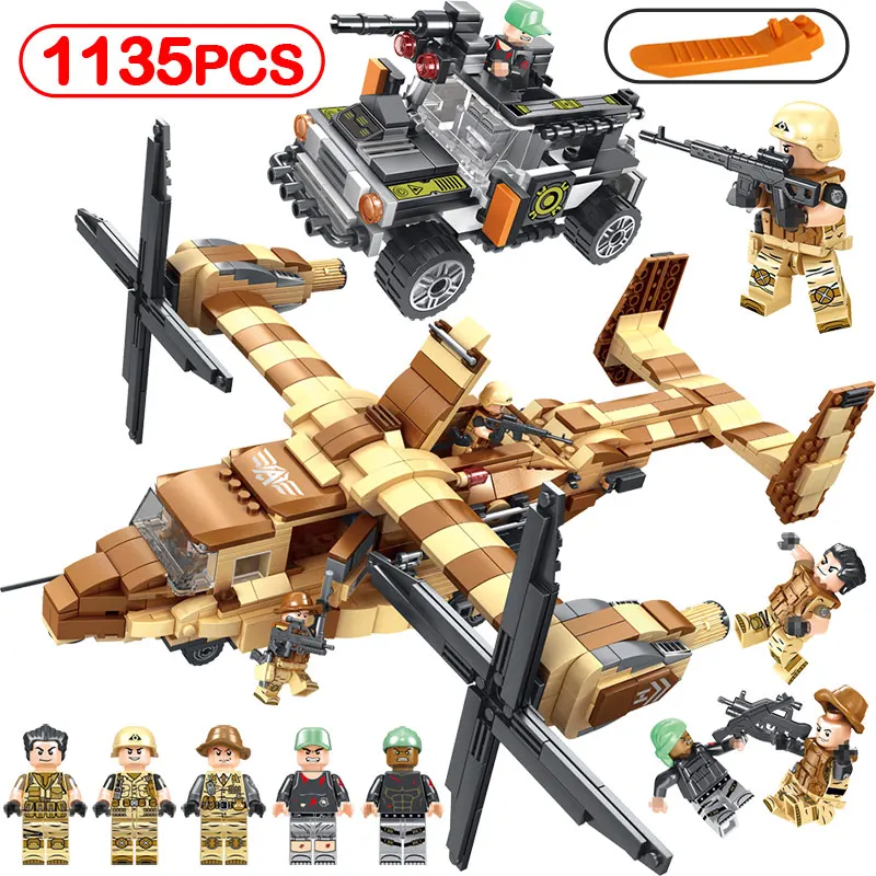 

1135pcs Osprey Helicopter Compatible With legoingly Navy Educational Building Block Brick Military Model Set Toys For Children