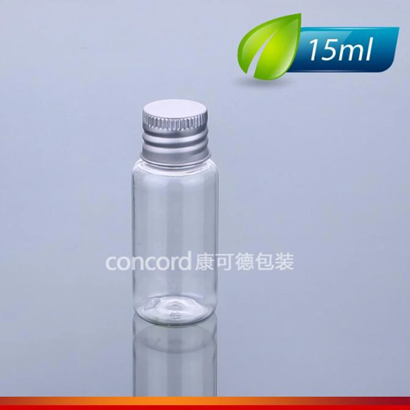 5ml/10 ml/15ml 플라스틱 리필 병 알루미늄 캡 투명 플라스틱 병 스크류 캡 개/몫
