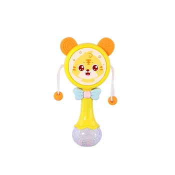 

Baby Kids Cartoon Musical Instrument Toy Plastic Hand Jingle Ring Rattle Soft Sound Cute Doll Handbells