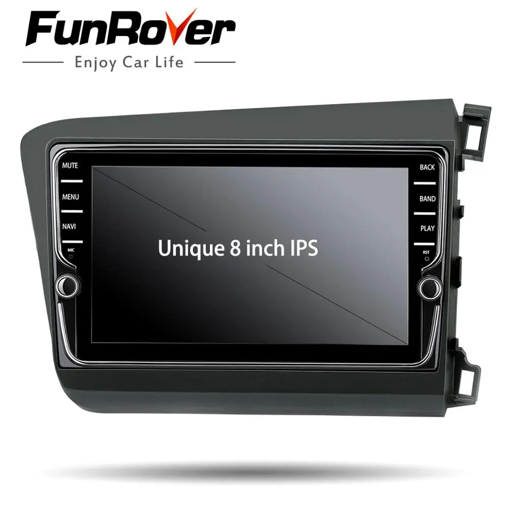 Discount Funrover Car Radio Multimedia IPS 2 din Android 8.0 Head Unit For Honda For Civic 2011-15 right-hand drive stereo navi audio gps 4