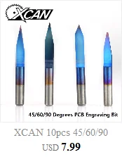 XCAN 10 шт. 3,175 мм Покрытие Синего цвета PCB 3D фреза 10/15/20/25 градусов Вольфрам карбида V Форма PCB гравировальное лезвие фрезерный станок с ЧПУ