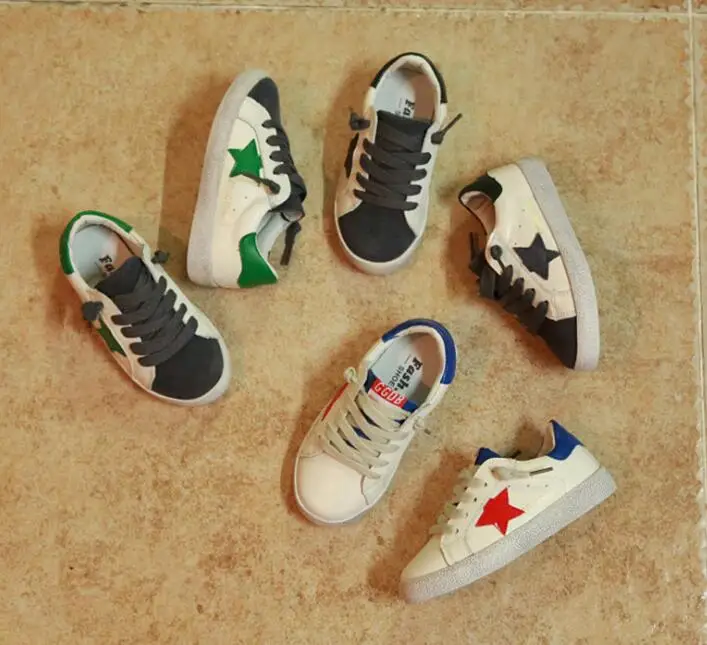

2018Genuine Leather Casual shoes mixed colors fashion girls and boys breathable shoes children's sports shoes autumn sneakers