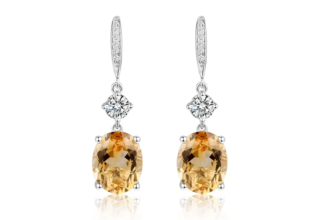 silver citrine earrings CAE01836SD-1