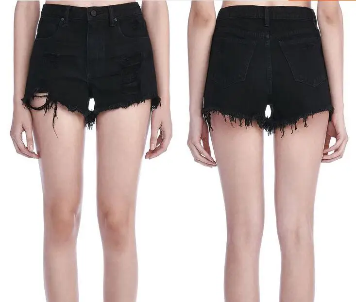 high waist tattered shorts