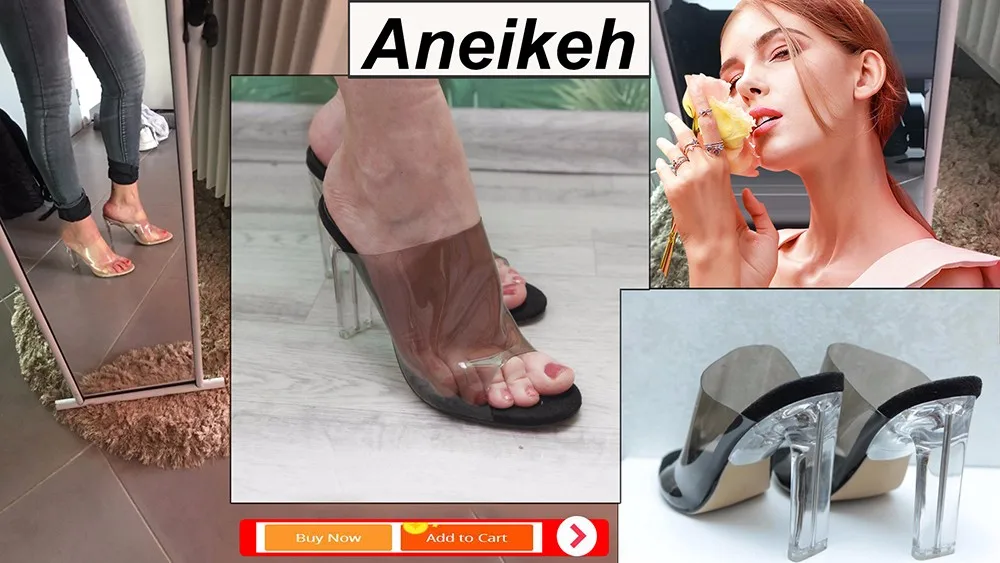 Aneikeh zapatos transparentes de PVC con diamantes de imitación para mujer,  tacones altos de punta de los pies, para vestido de fiesta|Zapatos de tacón  de mujer| - AliExpress