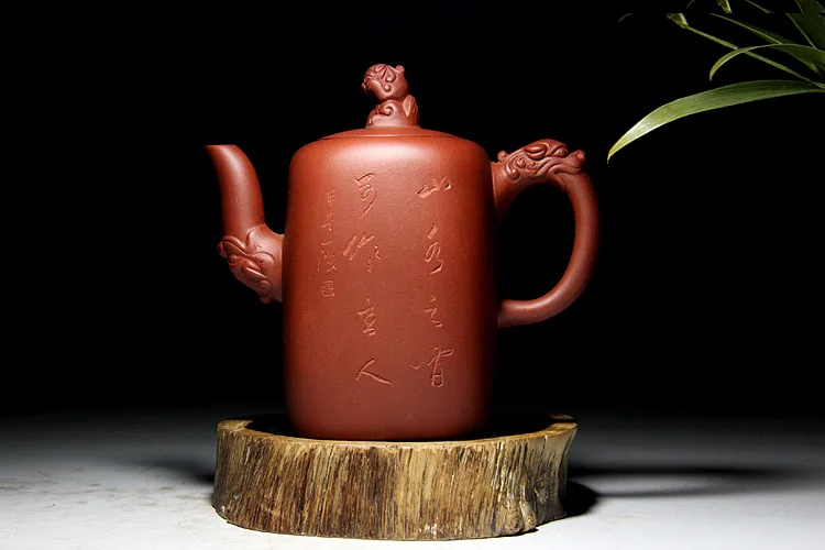420cc подлинный исинский чайник ручной работы, шедевр, Фиолетовый Глиняный чайный набор кунг-фу китайский медицинский керамический сифанг дракон горшок