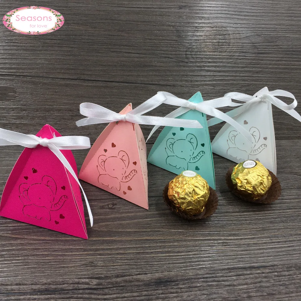 Лазерная Коробка для конфет с милым слоном 50 шт. коробка шоколада упаковка