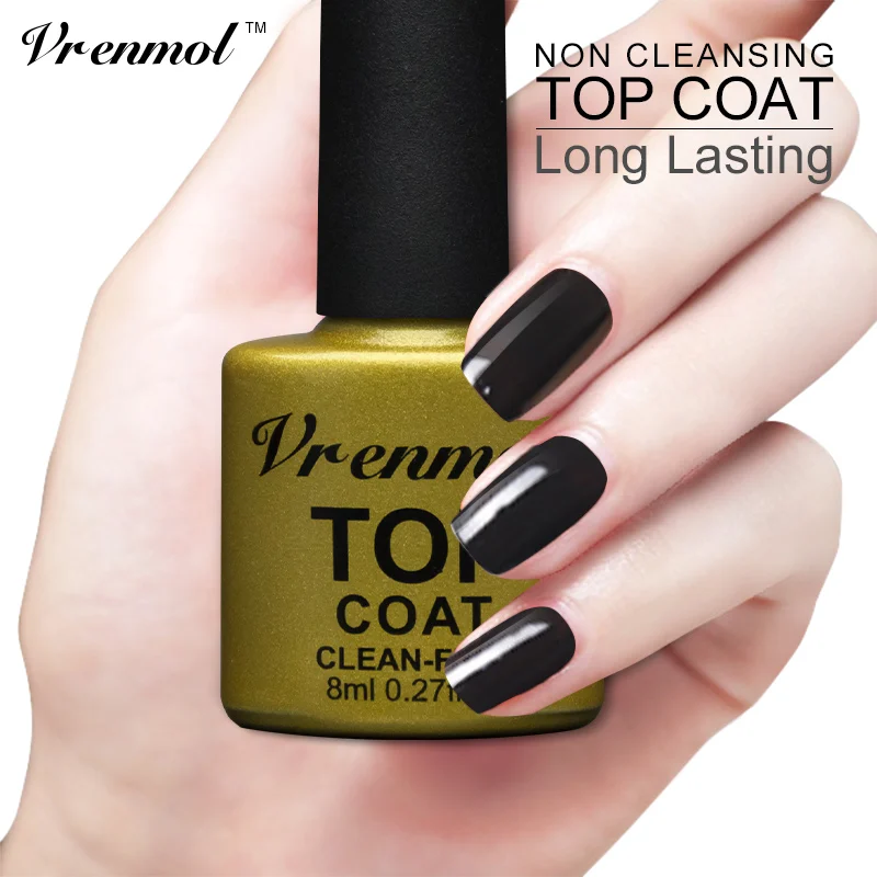 

Vrenmol Non Cleansing Top Coat and Base Coat Primer For UV Nail Gel No Sticky Gel Cover Clean Free Soak Off Gel Polish