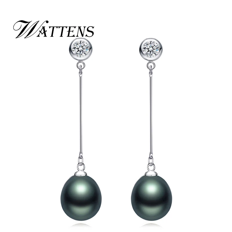 

WATTENS Natural freshwater pearl earrings for women,925 sterling silver Stud earrings, pearl jewelry wedding event for Love gift