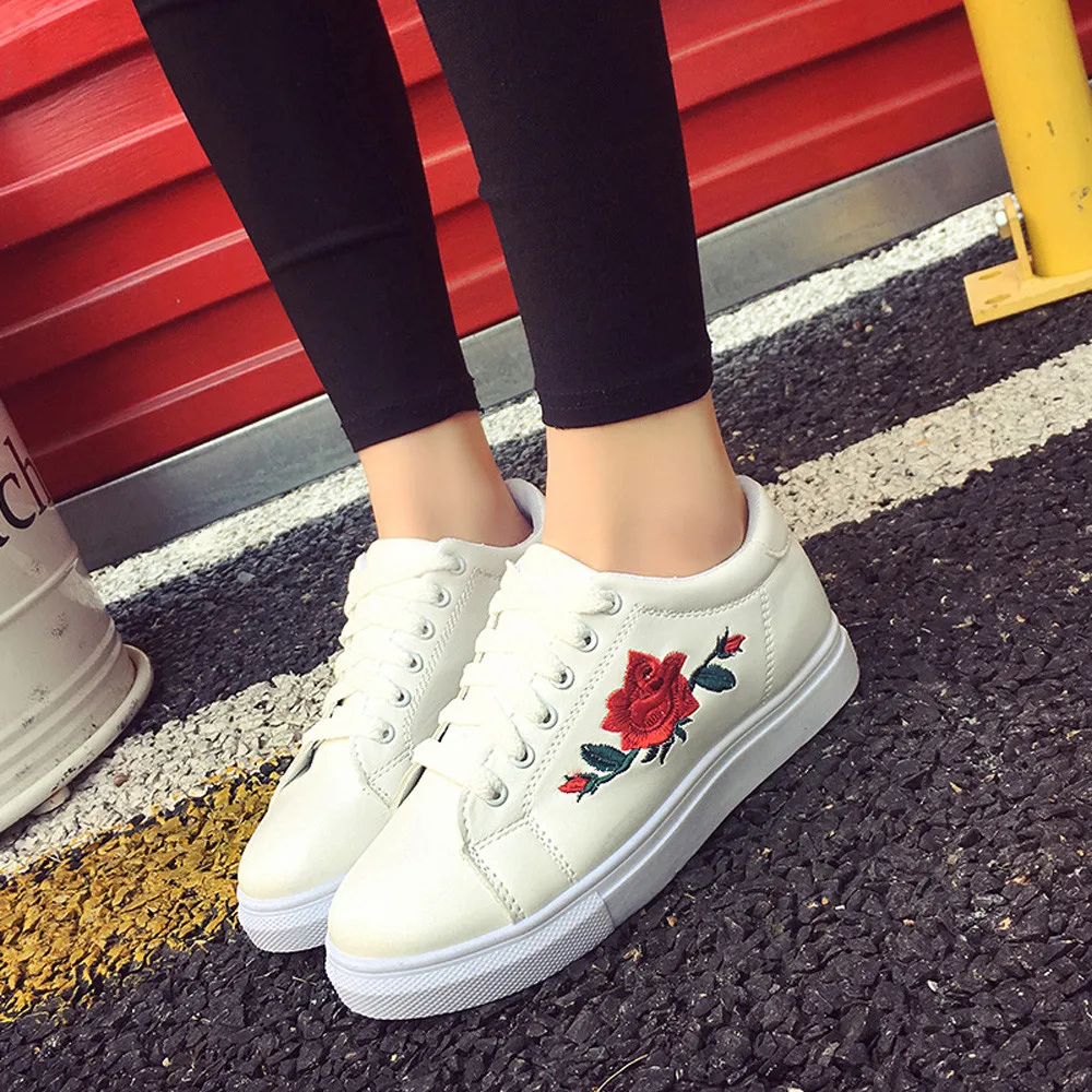 

YOUYEDIAN Fashion women casual shoes women sneaker shoes Straps Sneakers Embroidery Flower Shoes sapatos mulher altos # G30