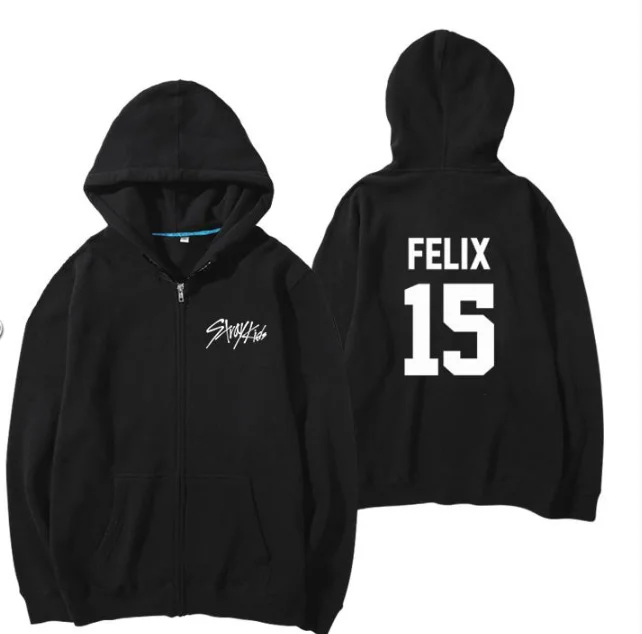  BF 2019 STRAY KIDS Cool Logo Zipper Hoodies Sweatshirt fashion Korean pink long-sleeved hooded swea