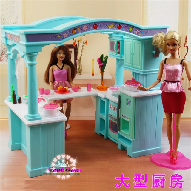 Super Size Green Open Kitchen Furniture For Barbie Doll House Super Size Green Open Kitchen Furniture For Barbie Doll House Toy Accessories