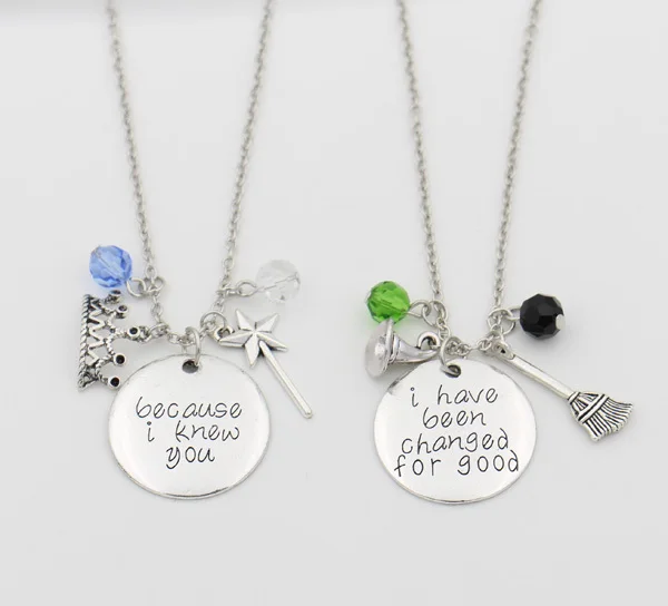 

Wicked the Musical Necklace Set,"Because I knew you" "I have been Change for Good"the Magic Wand Collier Femme Bijoux Necklace