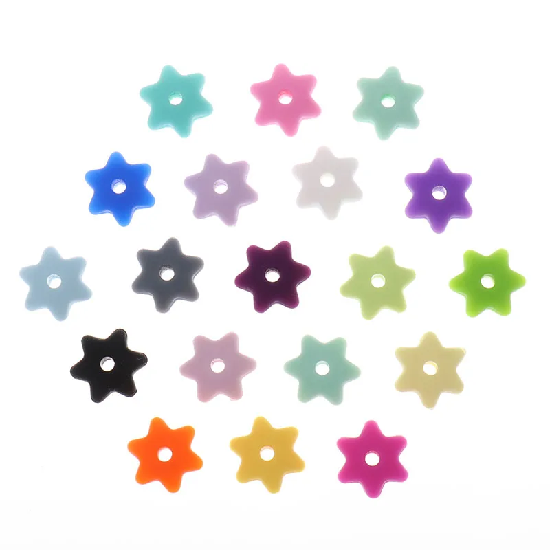 

50PCS Silicone Beads For Necklaces Hexangular Star Food Grade Silicone Teething Beads Safe Bpa Free Silicon Baby Teething Beads