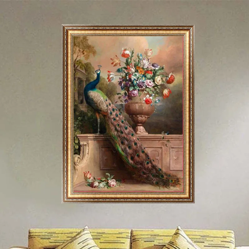 

DIY 5D Diamond Switch Kit Embroidery Peacock and Flowers Painting Mosaic Needlework Cross Stitch Home Decor 30*40cm