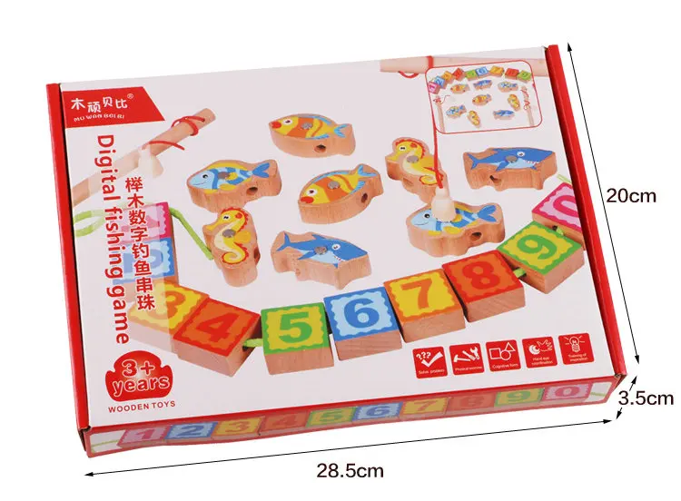 Multifunctional beech fishing block toy / digital Beads game Diad toys, Kids wooden