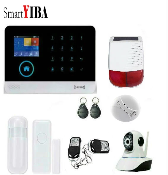 SmartYIBA приложение Управление Беспроводной RFID GSM сигнализация Wi-Fi GPRS SMS безопасности умный дом сигнализации Наборы DIY Камера наблюдения солнечных Siren