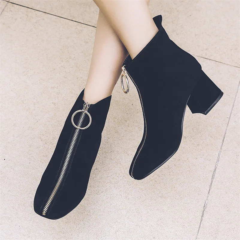 Vaca Para Cuadrada Altas Oficina Martin Marca Nuevas Invierno De Zapatos Otoño Punta Tobillo Ante Conasco gris Mujer Cálidas Botas Negro 1YCBwtqx