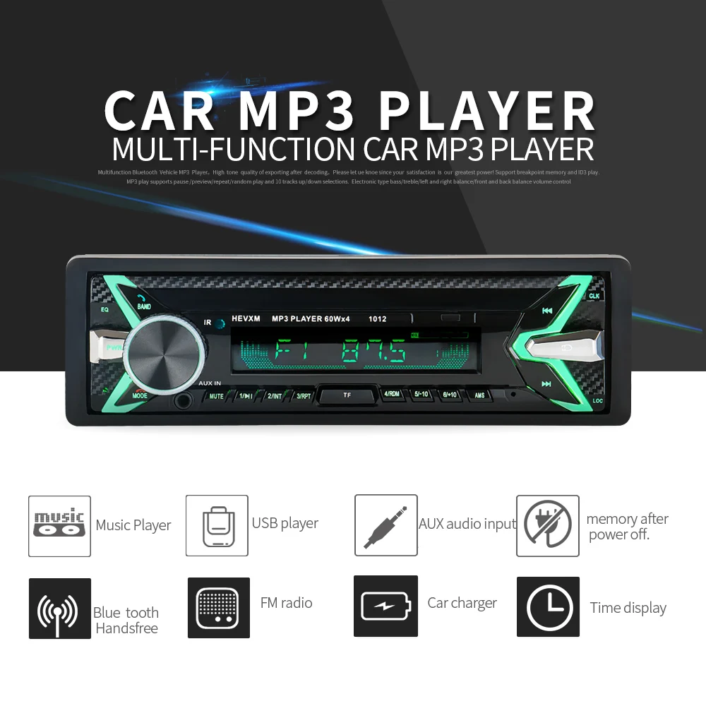 

Universal Wireless Car FM Stereo Radio MP3 Media Player Digital High-quality 4 Loud Speaker BT AUX USB/SD Hands-free Call