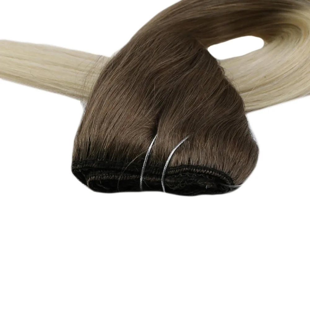 Полный блеск клип в пряди человеческих волос для наращивания сплошной цвет волос 9 шт. 50 г 100% remy волос полная голова клип в расширениях для