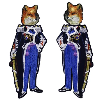 

5pair Beading Crystal Fox Duke Soldier Embroidery Fabric Patches Iron on Applique Badges Sticker Clothes DIY Sewing TH691