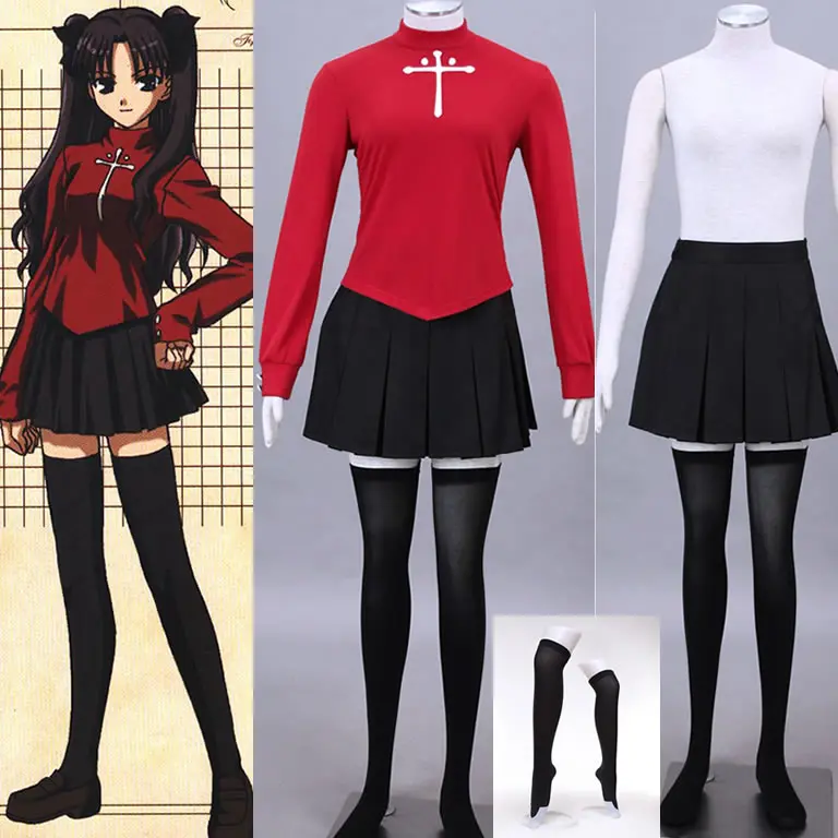 

Japanese Anime Fate/Stay night Harajuku Cartoon cosplay female Tohsaka Rin cos daily uniform cosplay costumes 2XS-3XL