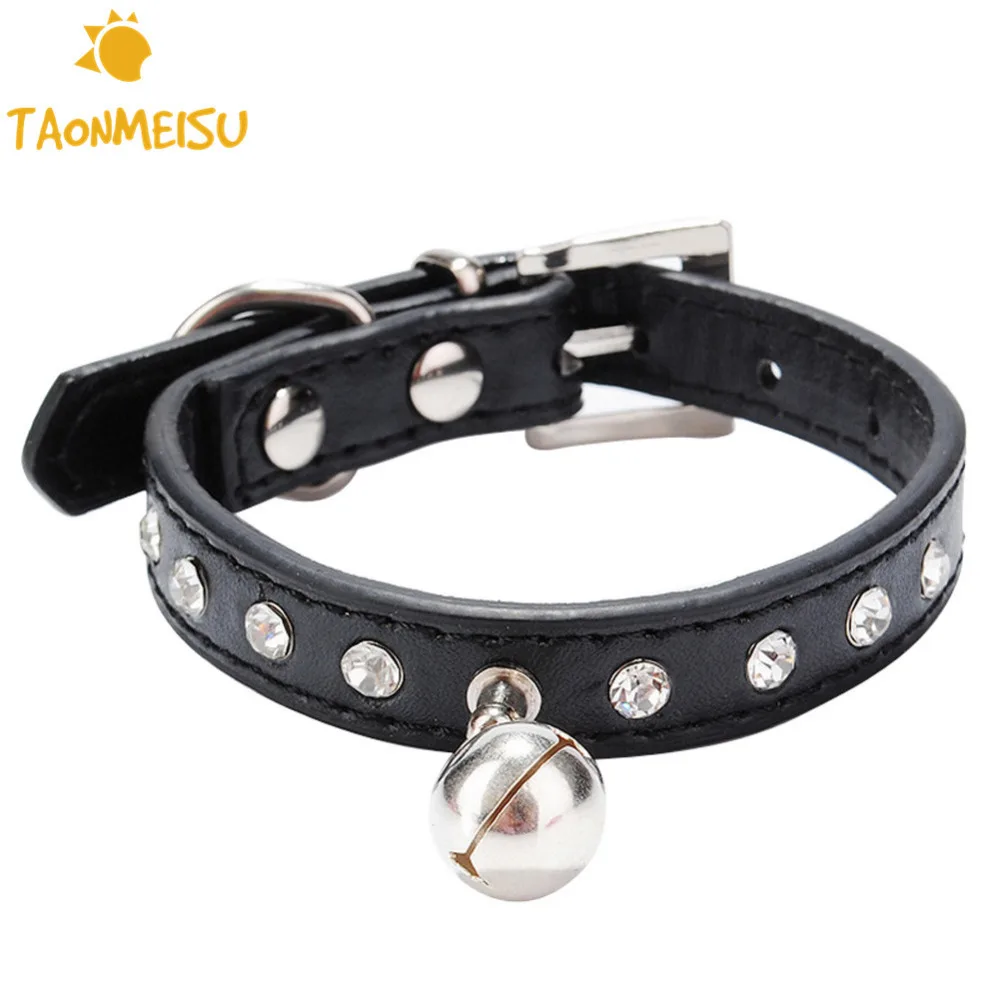 

Diamante Cat Collar with safety elastic buckle and bell Pet Products 6 Colors 2017 Newest