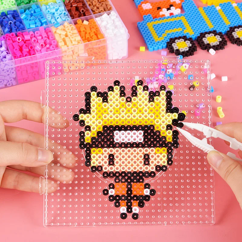 24 Perler Beads Kit 5 мм/2,6 мм Комплект Hama Beads Creative 3D Puzzle полный набор со всеми аксессуарами Гладильные бусины ручной работы игрушка в подарок