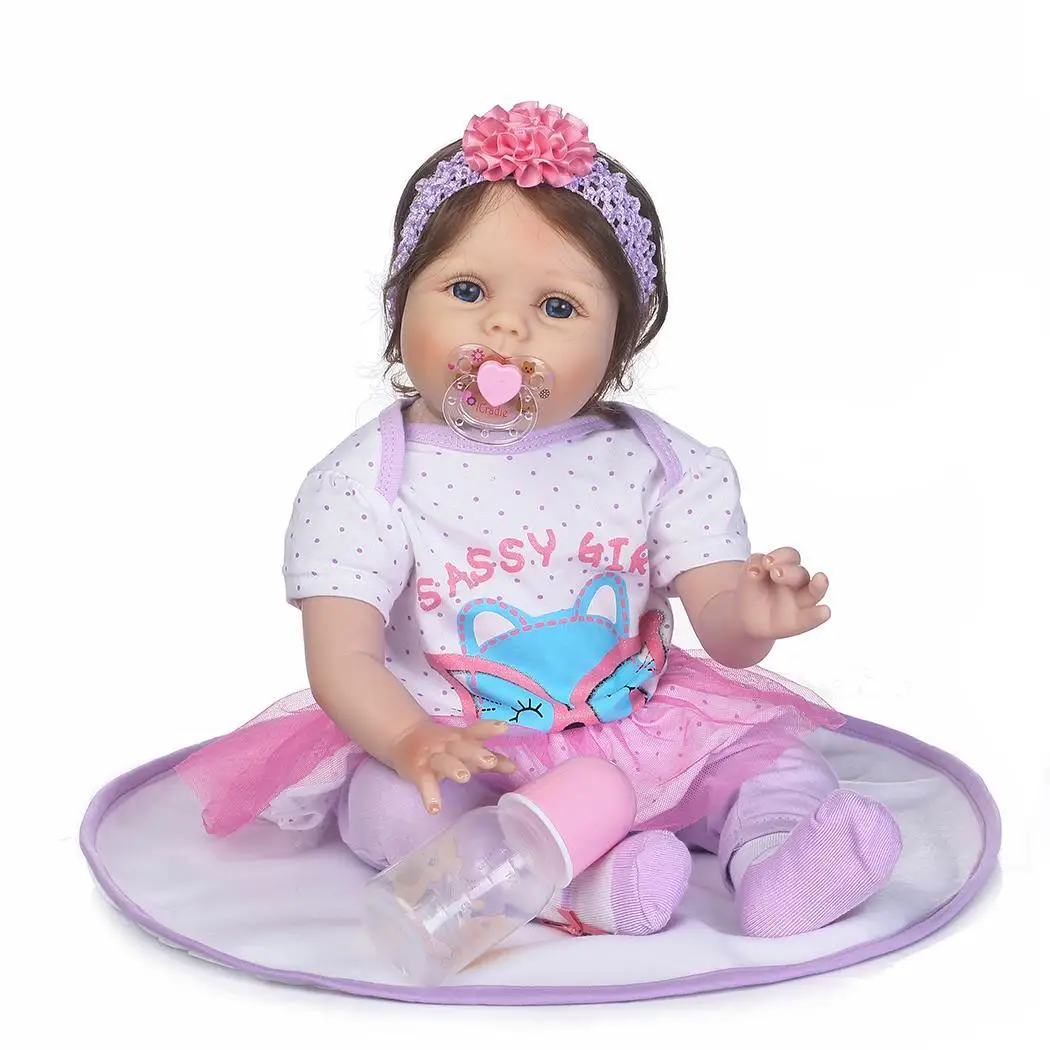 Детская Мягкая силиконовая Реалистичная одежда Reborn collectibles, подарок, Playmate Blue Baby Dollv от 2 до 4 лет