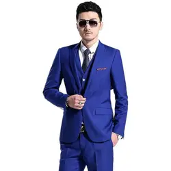 Индивидуальный заказ Для мужчин костюм Королевский синий One Button Slim Fit модный стиль свадьбы красивый женихов Смокинги для женихов из трех