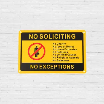 

NEW NO SOLICITING NO EXCEPTIONS Front Door Security Sign Waterproof 11"x7"/28x18cm Workplace Safety
