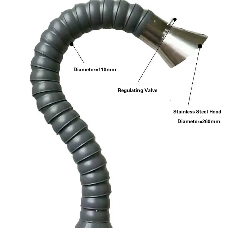 110 мм x 1/1, 5/2/2,5/3 м POM гибкий дымовыхлоп вентиляторная труба для промышленных лабораторных сварочных дуг с нержавеющим колпаком