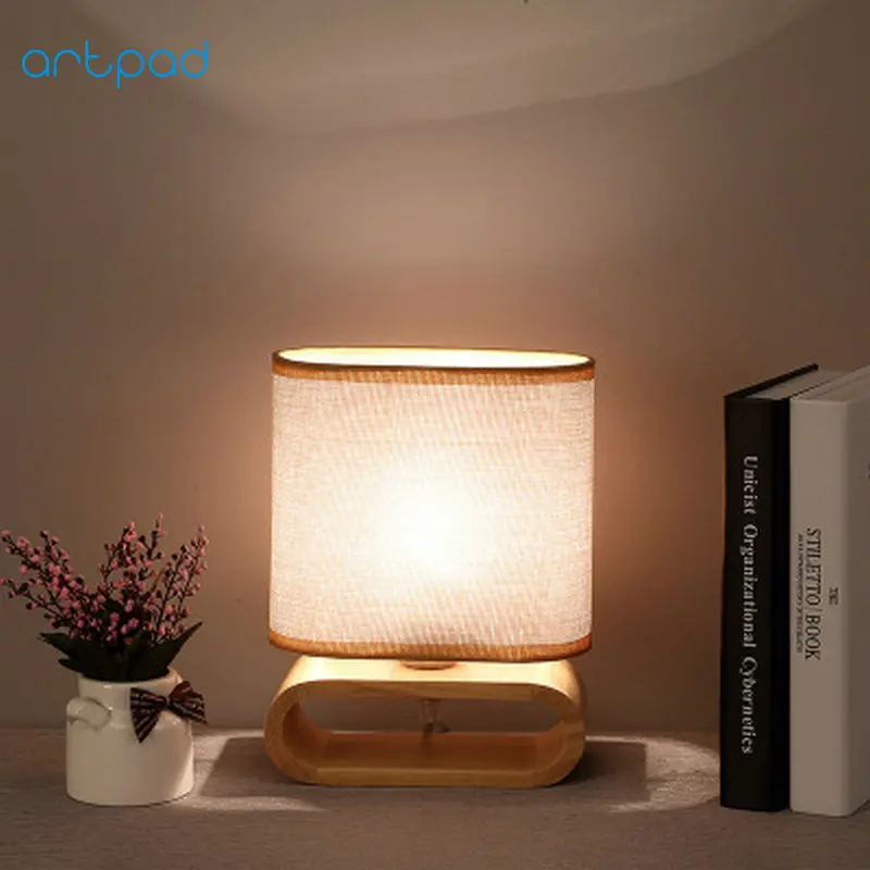 

Artpad Modern Wood Table Lamp Fabric Lampshade E27 LED Desktop Lights for Bedroom Study Home Decor Fixtures AC110V-220V