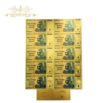 

10pcs/lot ZIMBABWE 100 TRILLION COLORFUL 24K GOLD BANKNOTE BILL