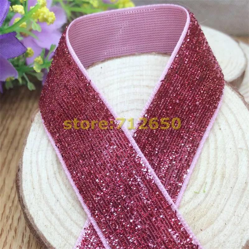 Spedizione Gratuita 3/4 ''(20Mm) 10 Yards Colore Rosa Single Face Glitter Velvet Ribbon/Metallic Velvet Ribbon(No Elastic)