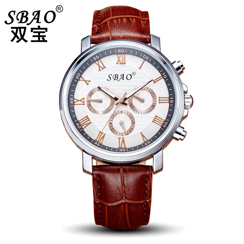 Mens Watches Top Brand Luxury Fashion Chronograph Watch Men Sport Watches Waterproof 3Atm Montre Brown Leather Date Quartz Watch